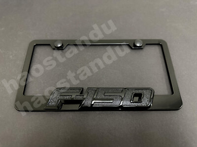 1x (Black) ForF150 3D Emblem BLACK Stainless License Plate Frame RUST FREE
