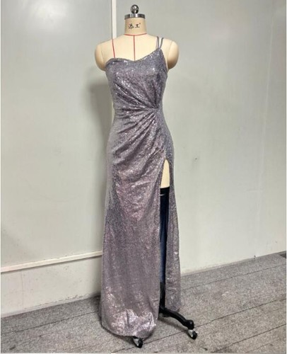 Women's Sexy Spaghetti Strap Sequin Slit Long Evening Dress Cocktail Prom 5439 - Picture 4 of 7