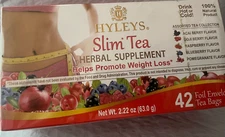 HYLEYS SLIM TEA HERBAL SUPPLEMENT 42TEA BAGS 5,ASSORTED FLAVORS ACAI,GOJI,BLUEBE