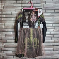 New Skeleton Doll Halloween Costume Girl's Medium 7-8 Black Dress Up Outfit