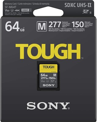 Sony 64GB M-Series Tough SD SDXC Card UHS-II, R 277MB/S, W 150MB/s- UK