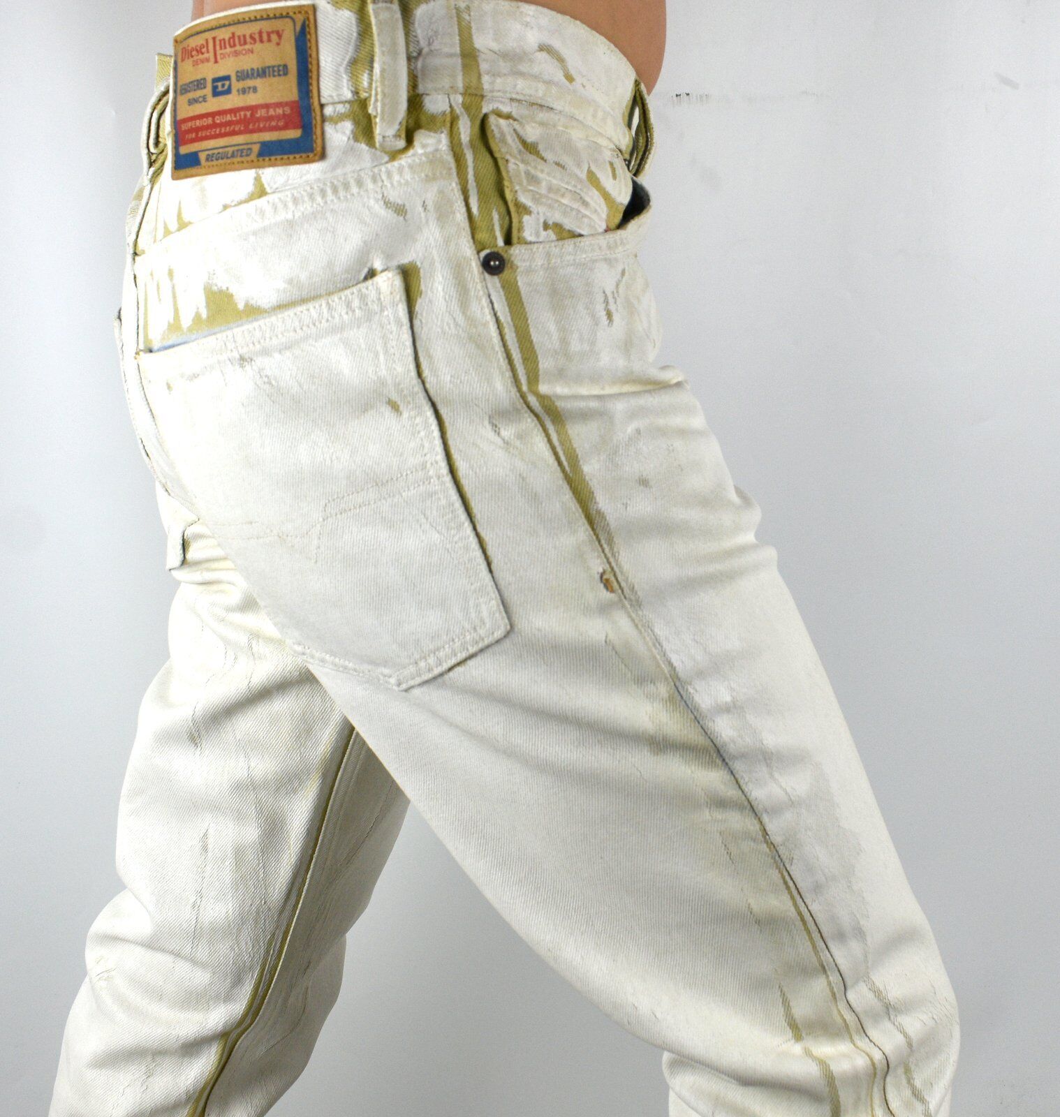 Diesel $550 Men's 1995 Coated Snow White Slim Straight Fit Jeans