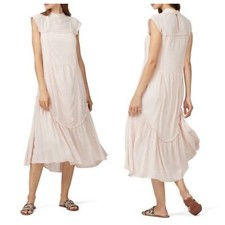 see by chloe SIZE 44 light pink sheer ruffle midi dress l large