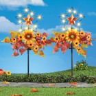 Set of 2 Solar Led Autumn Star Sunflower Floral Garden Stakes Outdoor Yard Decor