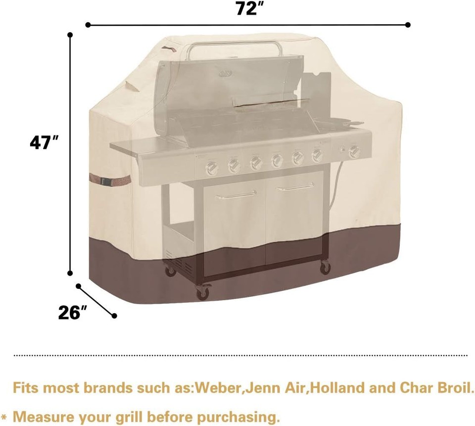 Grill Cover,72inch Waterproof BBQ Cover,600D Heavy Duty Gas Grill