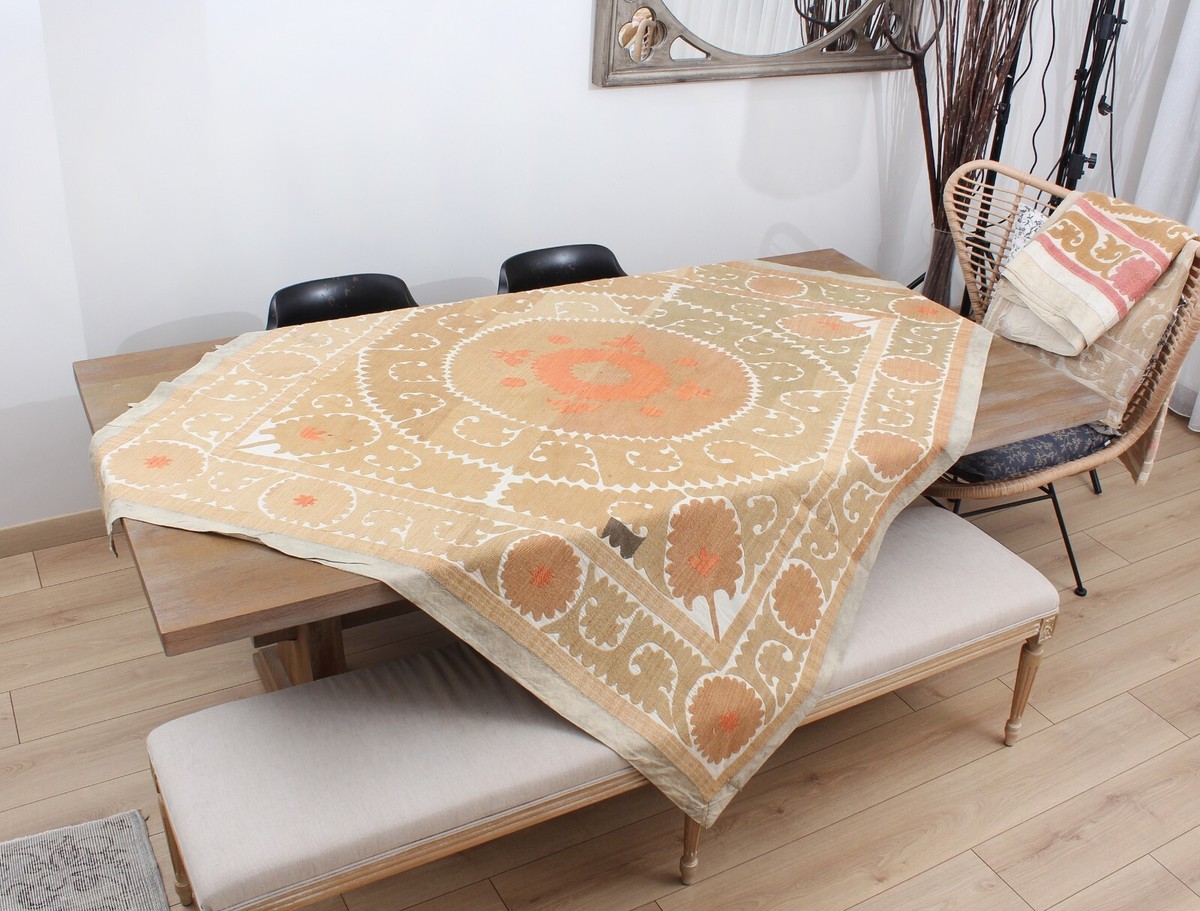 Suzani Fabric Suzani Throw Home Gift 5.12' x 5.61' Vintage Fast 