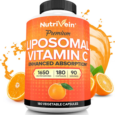 Nutrivein Liposomal Vitamin C 1650Mg High Absorption Ascorbic Acid 180 Capsules
