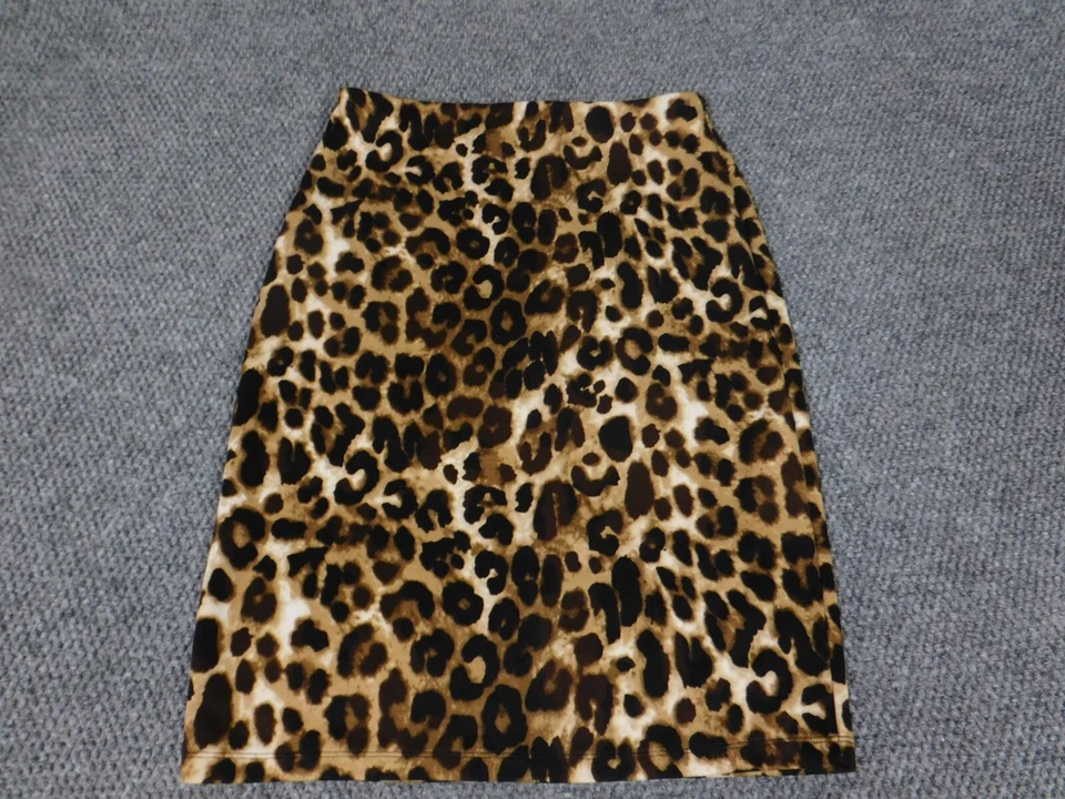 Falda Betsey Johnson Mujer Pequeña Marrón Línea A Elástica Estampado Animal Foto 3 de 4