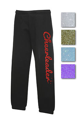 Jogginghose glitzer Aufdruck Cheerleader Cheerleading versch. Größen Farben
