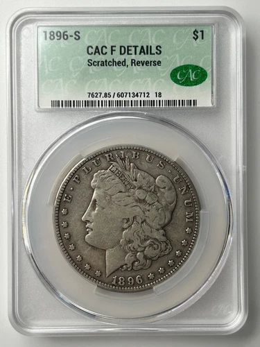1896 S Morgan Silver Dollar CAC Fine Details Tough Date/Original Patina Intact