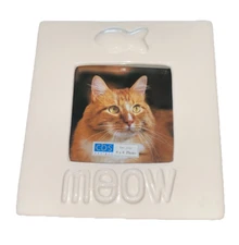 CBS Designs Square White Ceramic “Meow” Frame