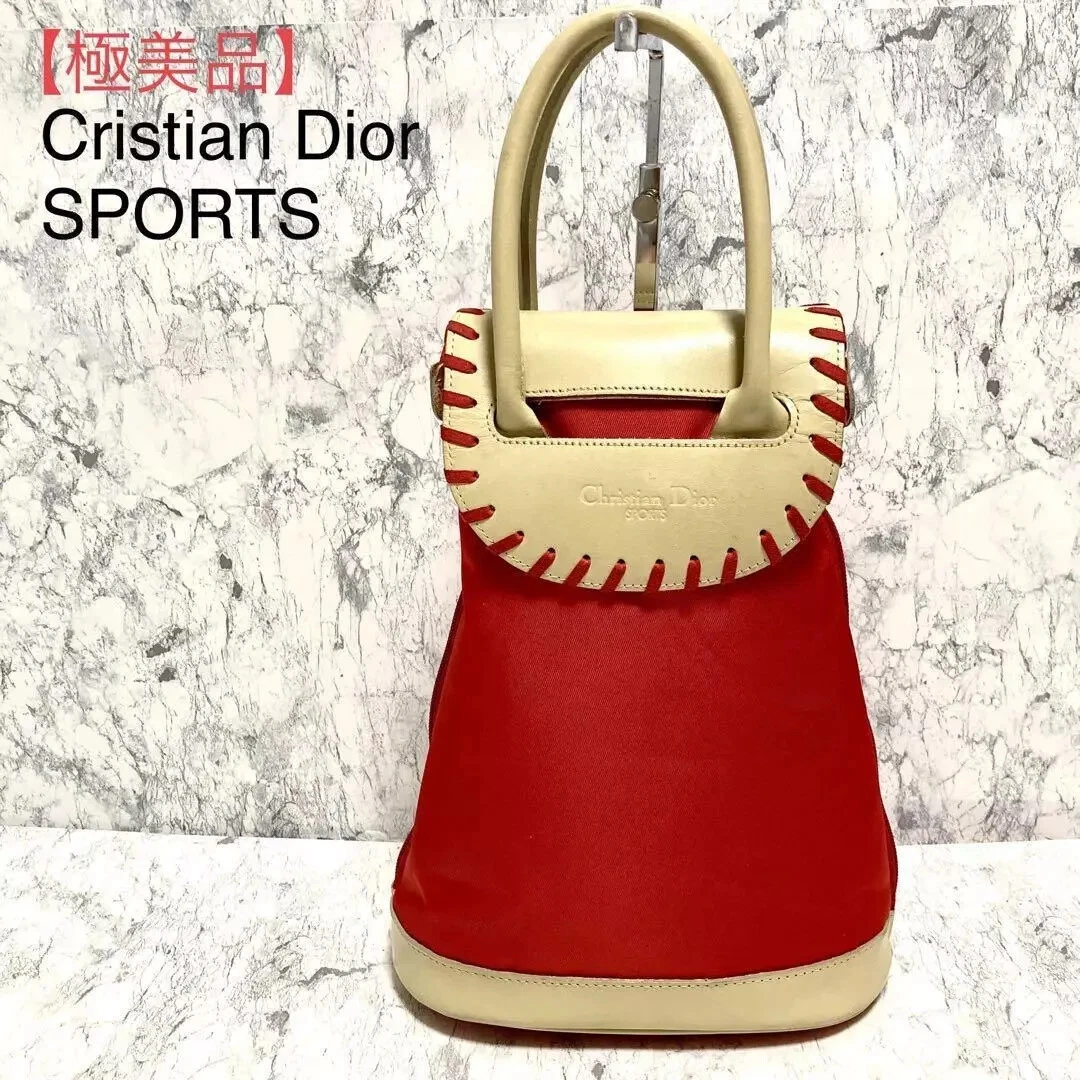 Christian Dior Sac à Main Sport Nylon Rouge Femme Mode Sac à Main Bon État