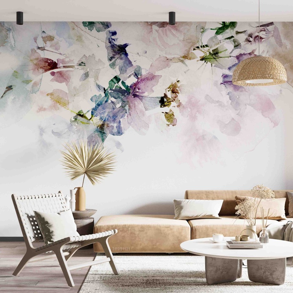3D Flower Watercolor Abstract Wallpaper Wall Murals Removable Wallpaper