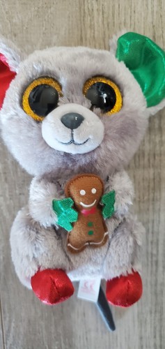 RETIRED 2016 TY BEANIE BOO BOOS CHRISTMAS MAC THE MOUSE GINGERBREAD 6" PLUSH - Picture 2 of 10