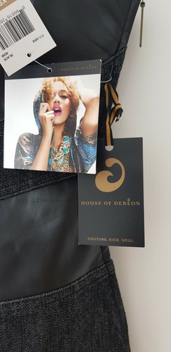 House of Dereon Black / Denim Mini Dress - Picture 3 of 4