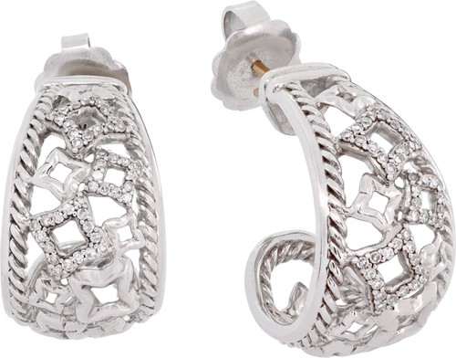 David Yurman Quatrefoil earrings in sterling silver with diamonds - Picture 4 of 11