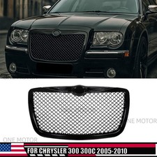 For 2005-2010 Chrysler 300 300c Glossy Black Front Mesh Hood Bumper Grill Grille