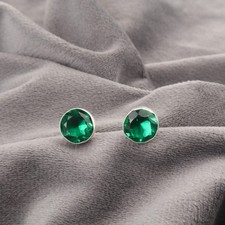 Genuine Green Emerald 925 Sterling Silver Party Wear Drop May Birth New Earrings