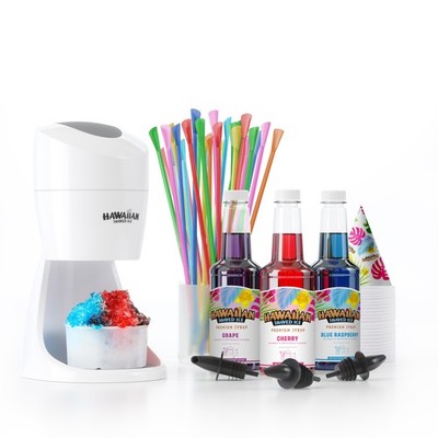 Hawaiian Shaved Ice S900A Snow Cone Machine Kit with 3-16oz. Syrup Flavors: Cher