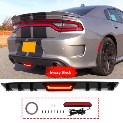 For Dodge Chager SRT Rear Bumper Lip Diffuser Spoiler Lip w/ LED Brake Light