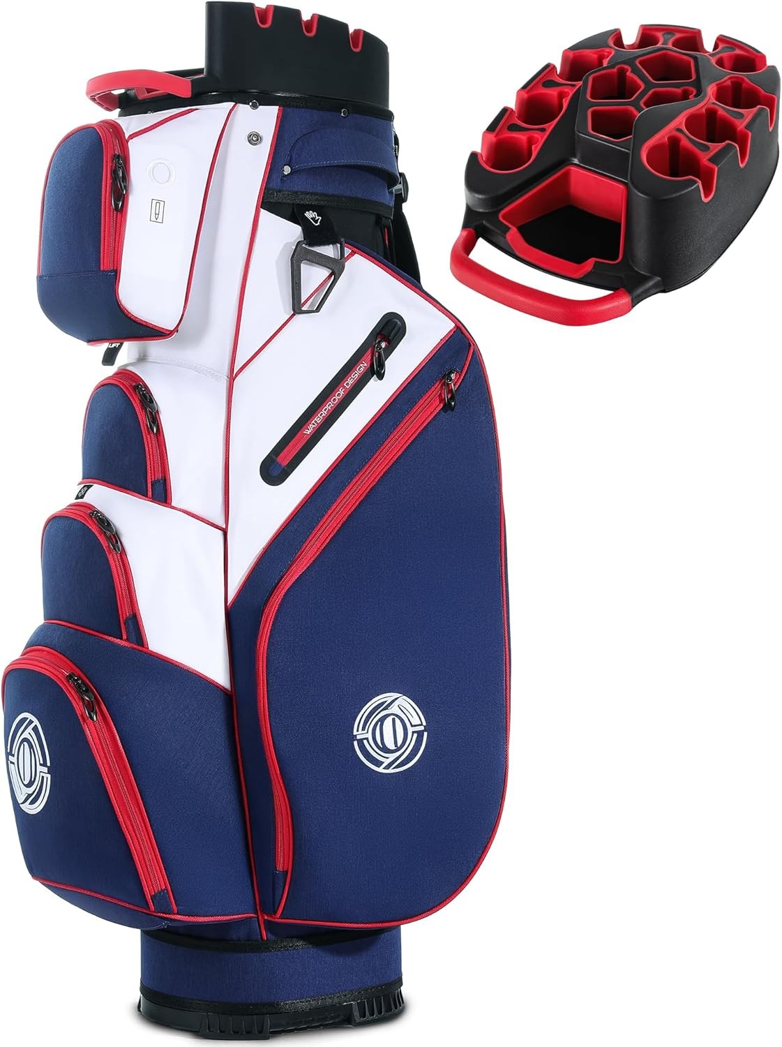 Cart Bag, 14 Way Molded Lock Top Club Bag With Full-length Dividers