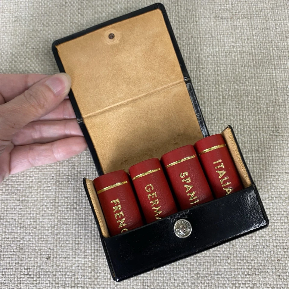 Mini Language Book Set in Leather Case French German Italian Spanish Miniature - Image 3 of 4