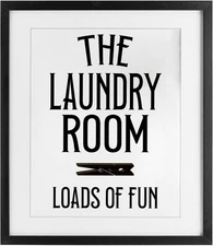 Loads of Fun Clothespin Black Framed Print under Glass, Design by Kim Allen, 16 