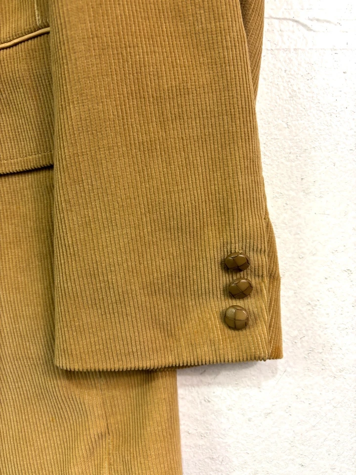 Blazer Chaqueta Vintage Años 70 40L Tostado Pana Traje Deportivo Abrigo Cordón Solapa Ancha Retro Foto 2 de 4