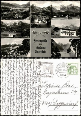 Schönau am Königssee multi-picture card with 7 surrounding views 1981/1960