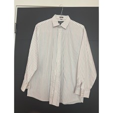 Kenneth Cole REACTION Mens L 16  32/33 Striped Dress Shirt Regular Fit Wrinkle