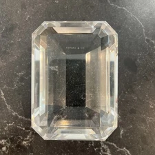 Tiffany & Co Faceted Emerald Cut Diamond Crystal/glass Paperweight