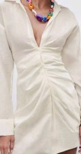 NWT Zara Women's Draped Mini Dress Off White Size XS  3067/329