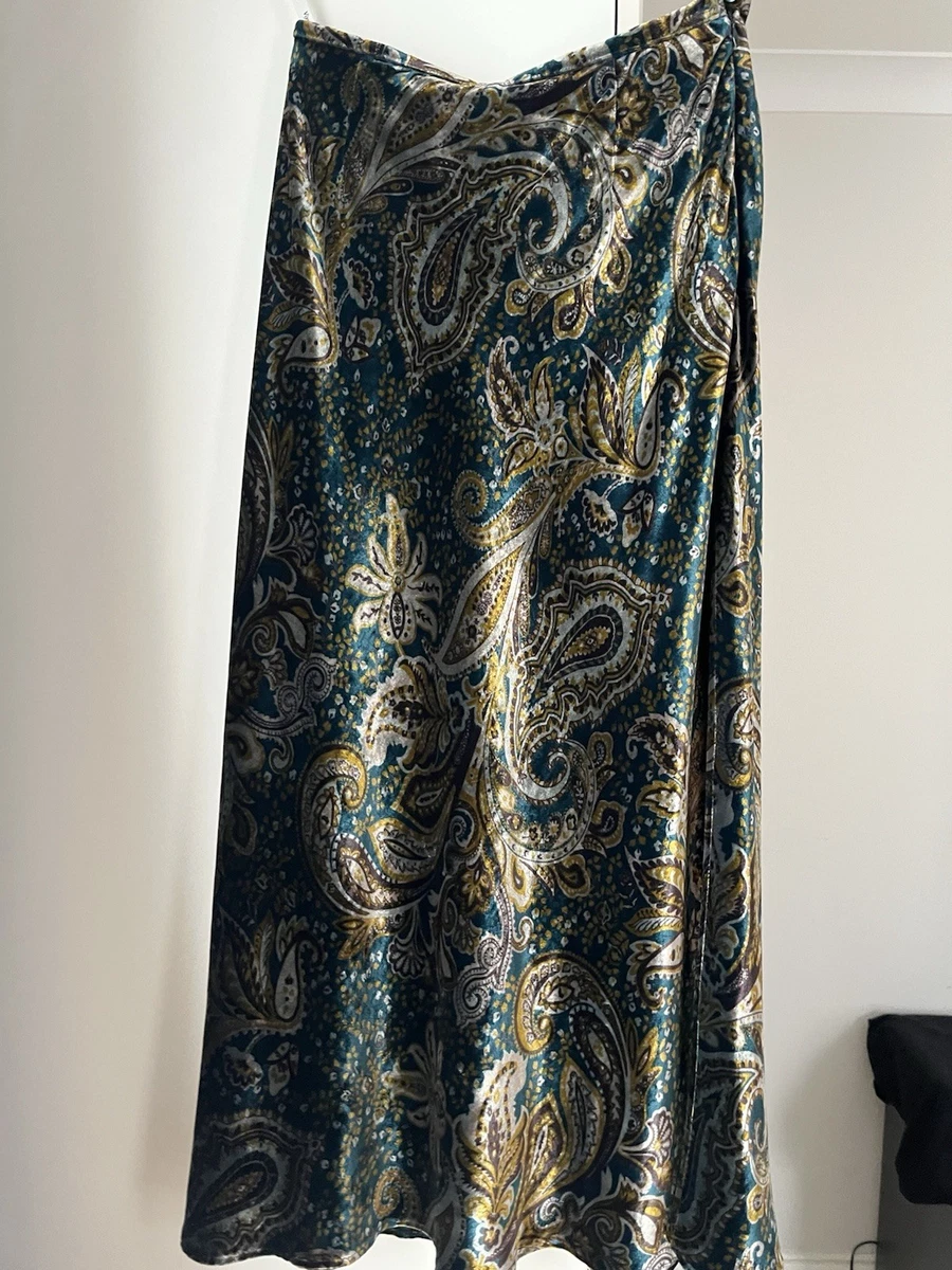 Jupe Maxi Longue Viyella Taille 16 (42) - Bleu à Motifs Floraux - Très Bon état