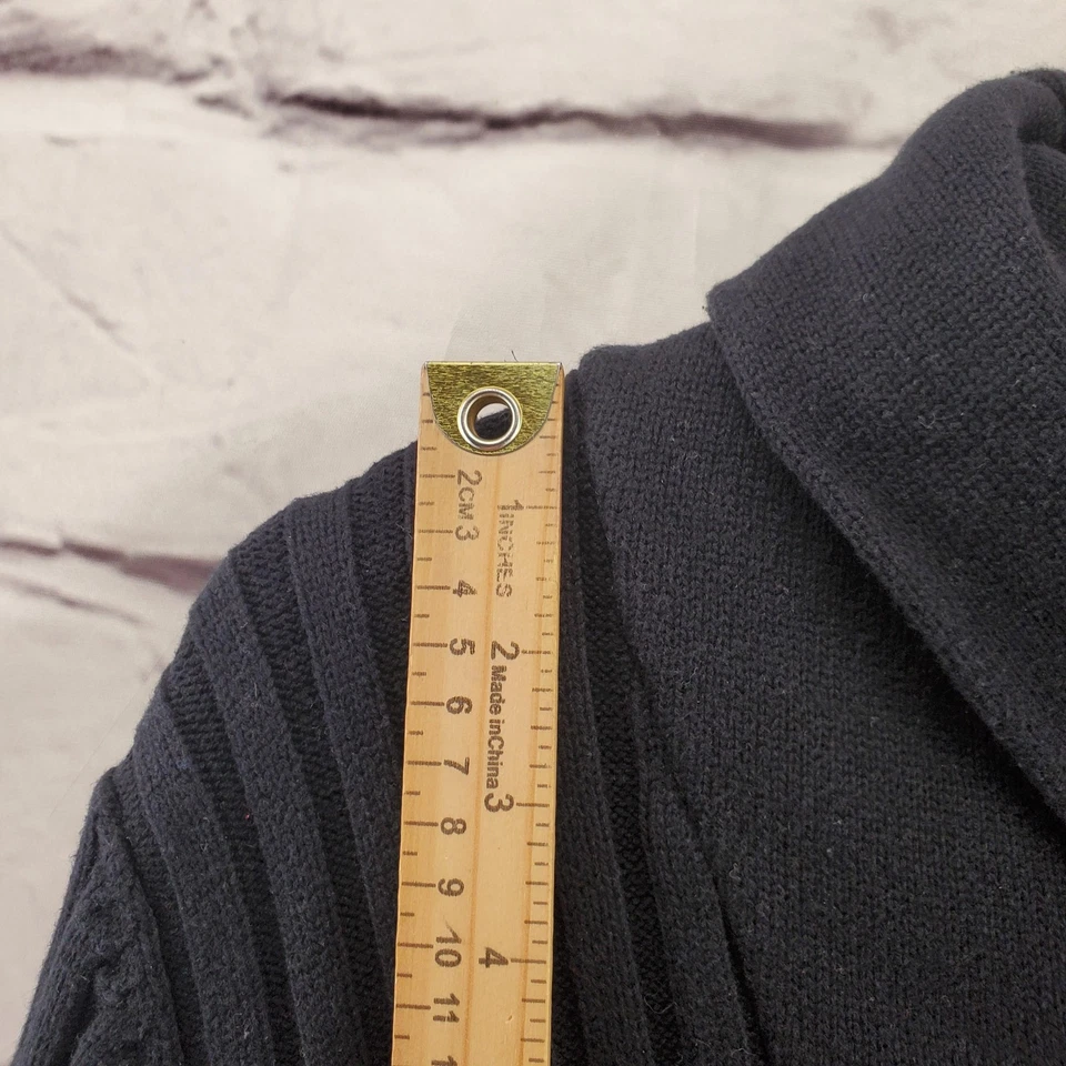 Lauren Jeans Co Ralph Lauren Sweater Womens Medium Black Shawl Collar Ribbed - Image 3 of 4