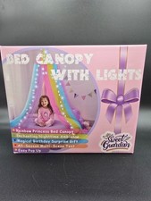 Rainbow Princess Bed Canopy w/ Star Lights Kids Bed Tent NIB