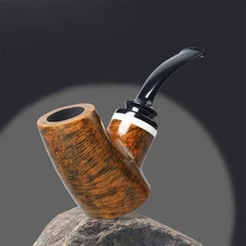 MUXIANG Briar Tobacco Pipe Wooden Sitter Pipe Smooth Volcano Pipe Acrylic Stem