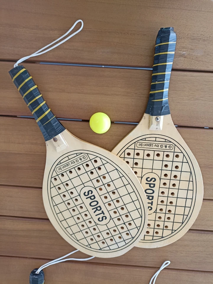 Racchettoni Spiaggia Pallina Racchette Legno Palla Tennis Gioco Acqua Mare dfh - Immagine 3 di 3