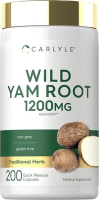 Wild Yam Root Capsules | 1200mg | 200 Count | Non-GMO, Gluten Free | by Carlyle