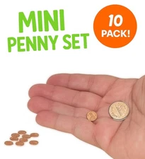10 Set MINI PENNIES Tiny Penny Lincoln Coins For Magic Tricks Shrinking Joke