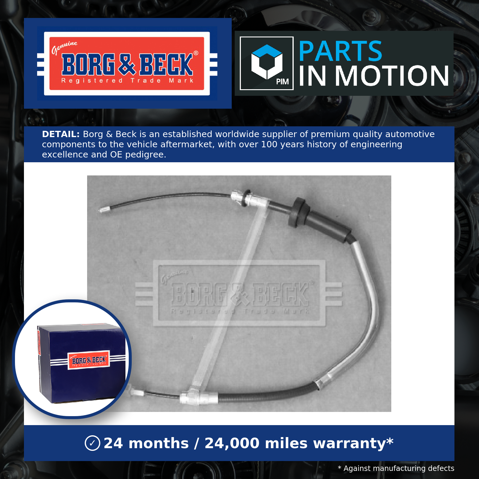 Handbrake Cable Front BKB3741 Borg & Beck Hand Brake Parking 1849668 1885454 New
