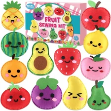 Fruit Sewing Kit for Kids Sewing Felt Plush Stuffed Ornament Fruit Vegetable ...