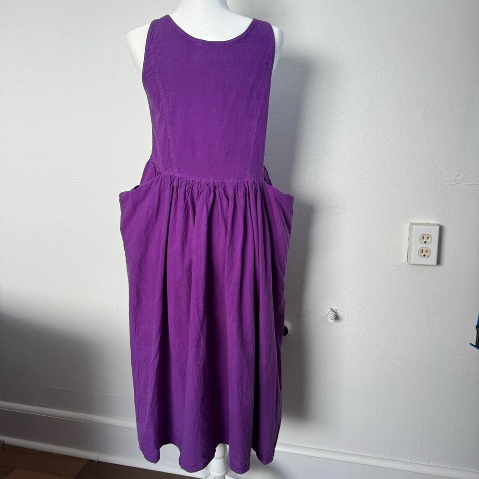 Vintage 90s Happy Legs Dress M Boho Lagenlook Purple Artsy Ren Fair Goblin Fairy - Image 4 of 4