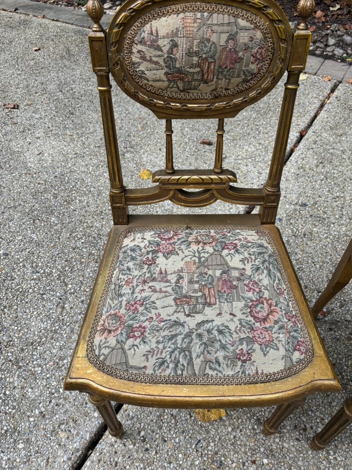 19th century french louis XVI style gilded 7  piece salon set - Image 2 of 4