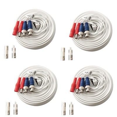 4 Pack 100ft All-in-One Video Power Cables, Security Camera Cable BNC Extension