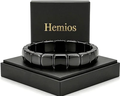 Men's Natural Hematite Thick Stone Healing Protection Bead Bracelet Smart Casual - Image 1 of 4