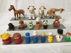 vintage Fisher price little people animals & wooden plastic figures, lot of 18