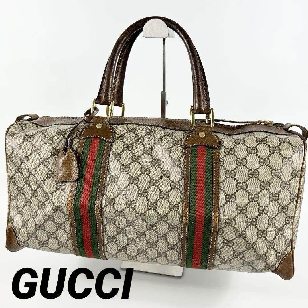 Vintage Gucci Old Sherry Line Boston Bag in Leather