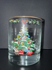 Set Of 4 Gold Colored Rim Christmas Glasses