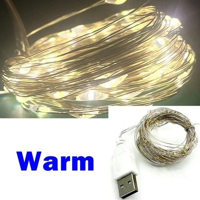 USB LED Lichterkette Wasserdicht Kupfer/Silber Draht Lichterkette Girlande 3M 5M 10M 20M