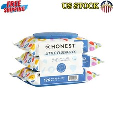 Toddler Flushable Wipes Plant Based Hypoallergenic 126 Count Safe Sensitive Skin